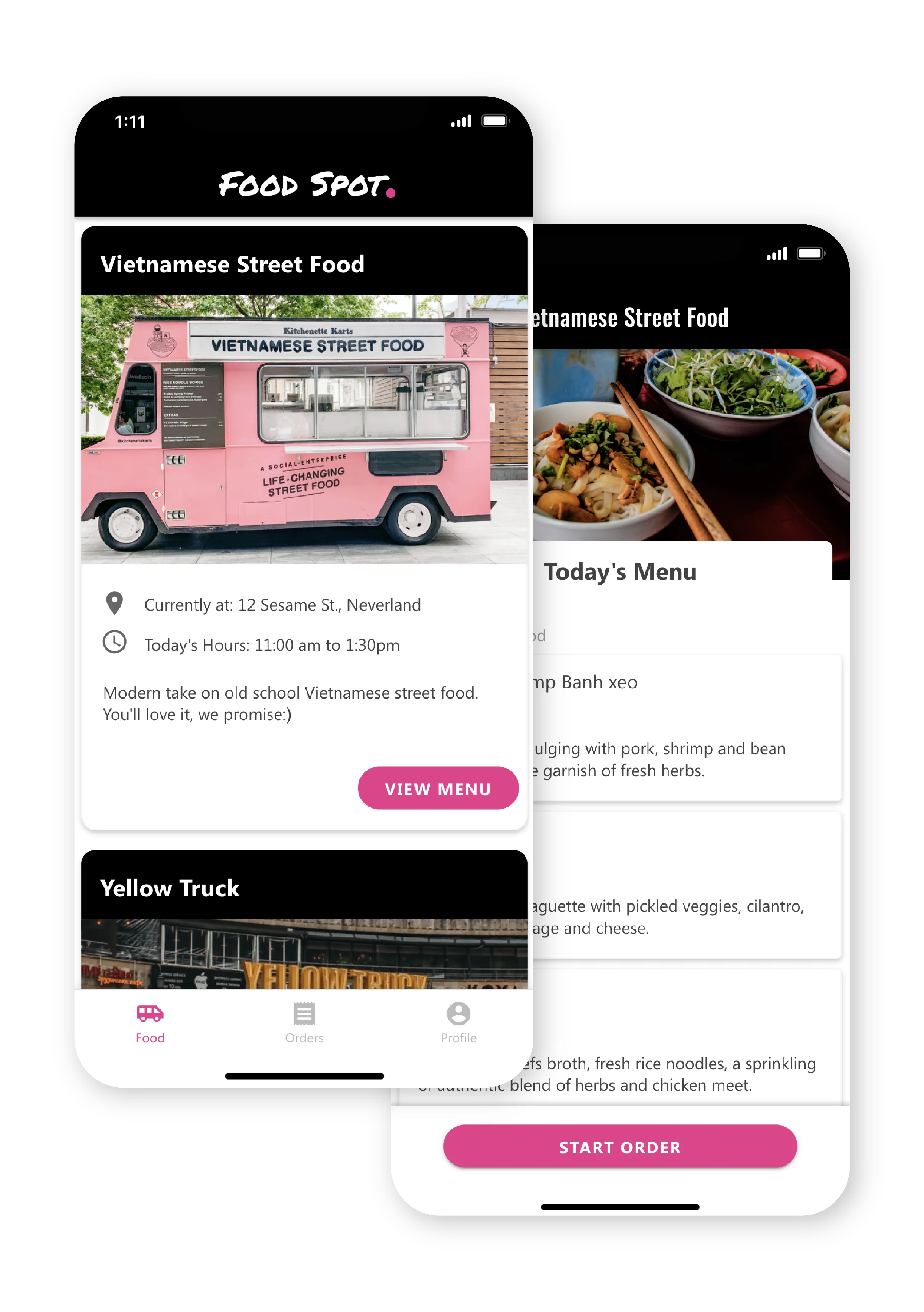 Пример приложения для заказа еды, созданного с помощью Adalo
