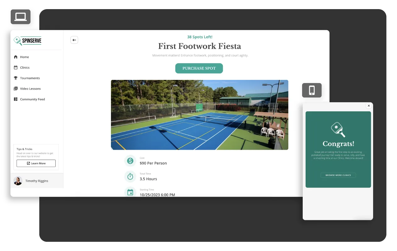 Функция просмотра, покупки и управления занятиями для вашего мобильного приложения Графика