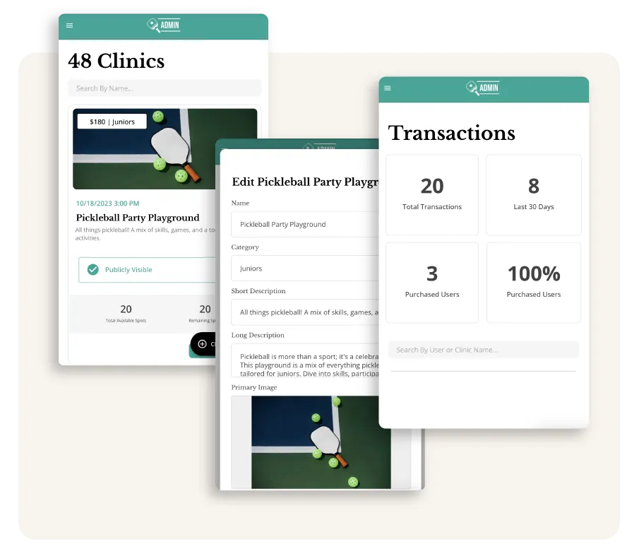 Изображения экранов администратора и пользователя