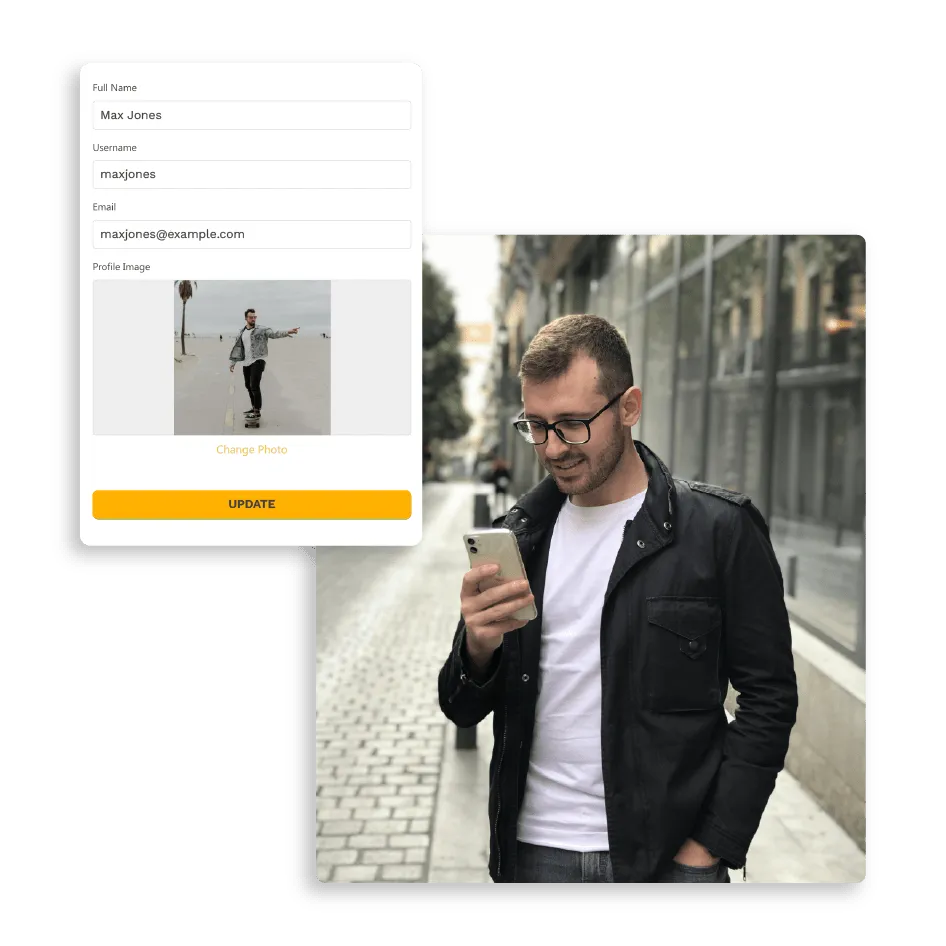 Разрешить пользователям обновлять свои профили