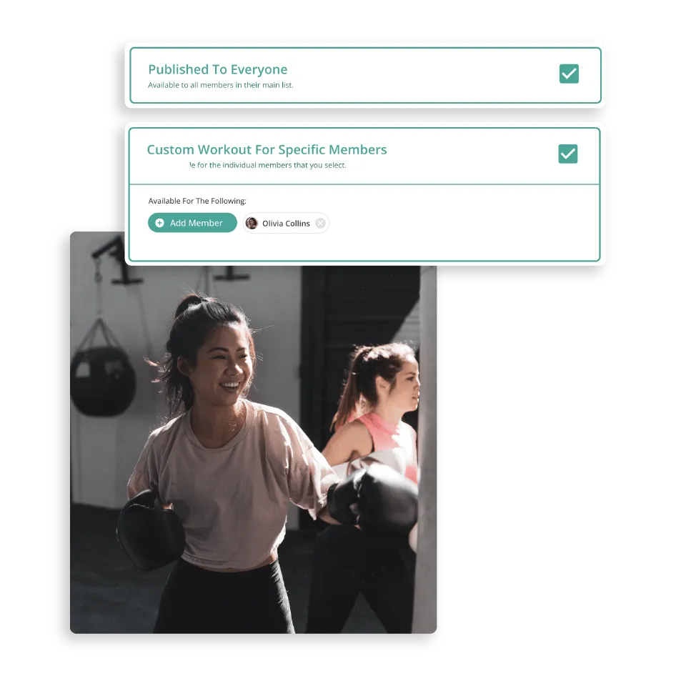 Назначить групповые и индивидуальные тренировки
