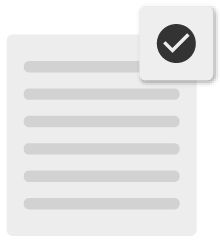 Упрощенный документ с галочкой для утверждения.