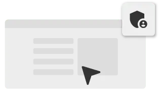 Упрощенное окно браузера с курсором мыши и иконкой администратора.